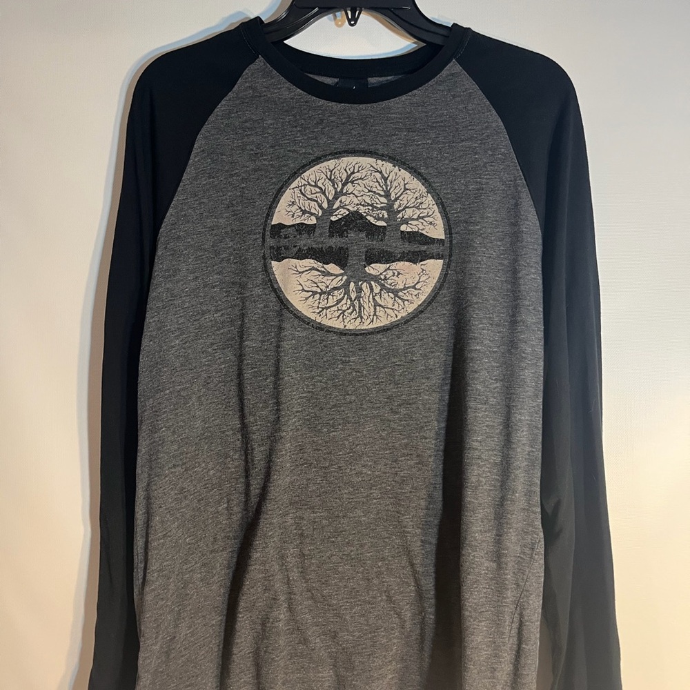 Prana Charcoal and Black Long Sleeve Raglan women’s  Tee